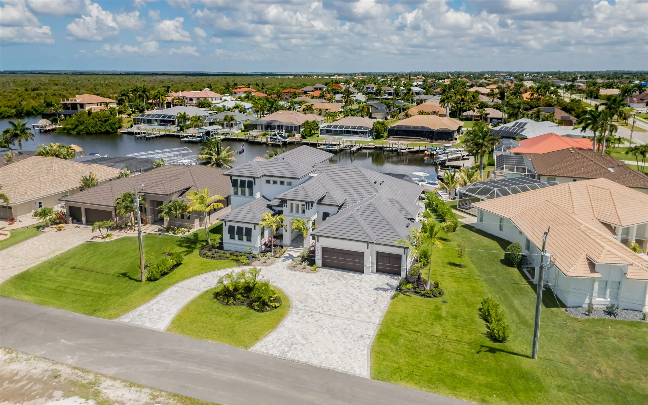 The private dock and Gulf-access canal at Villa Sauvage