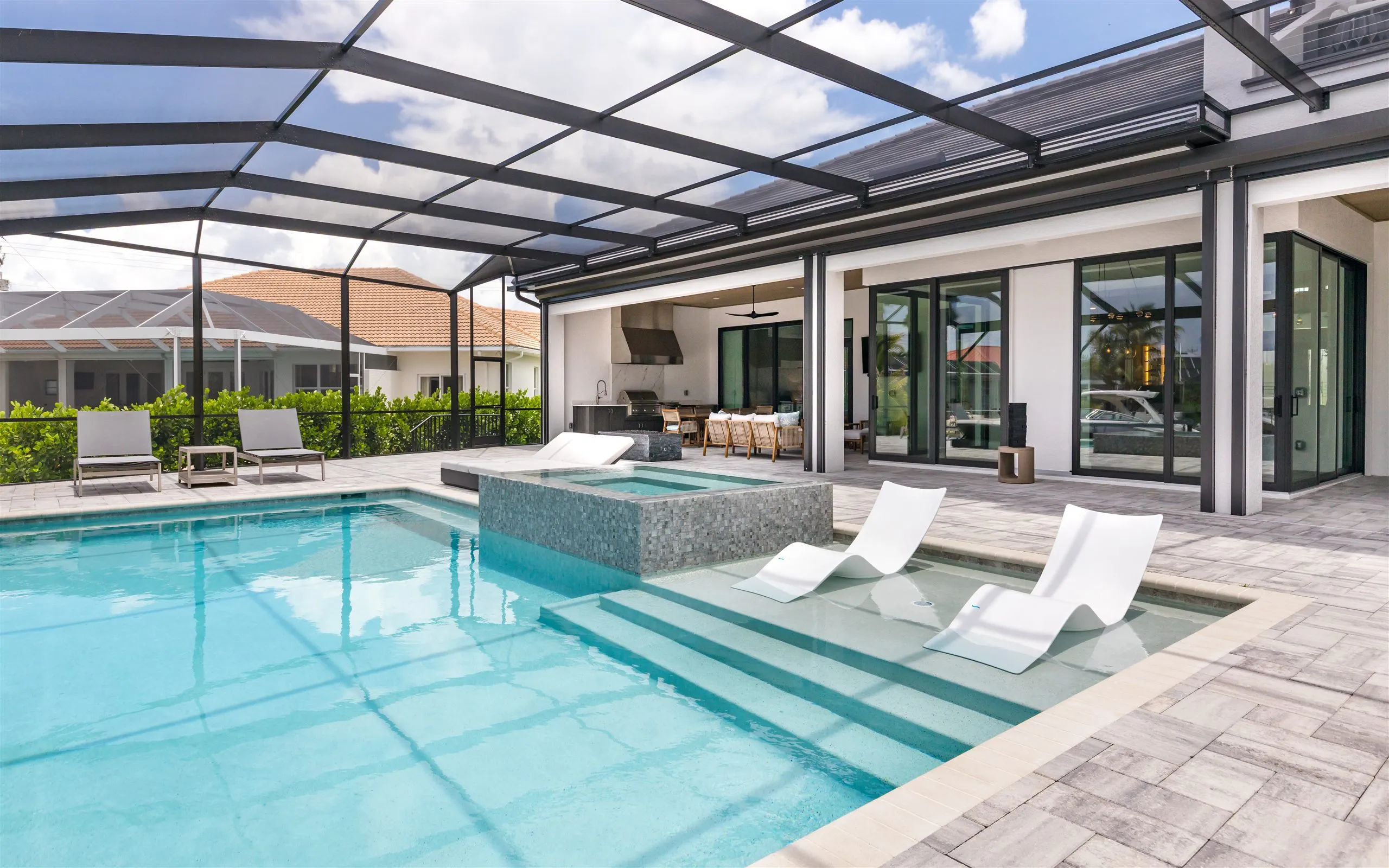 The pool at Villa Sauvage looking toward the canal