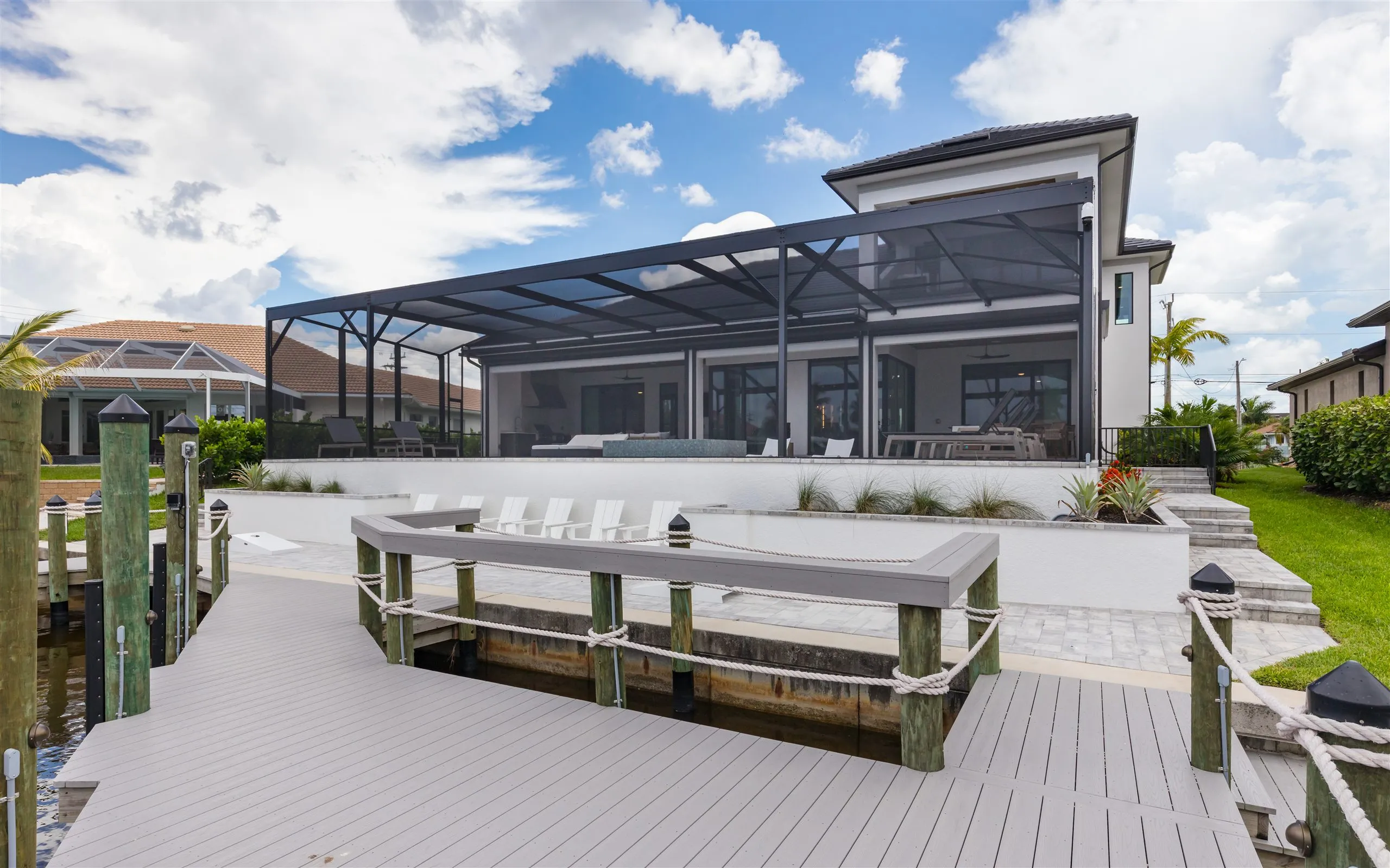 The private dock and Gulf-access canal at Villa Sauvage
