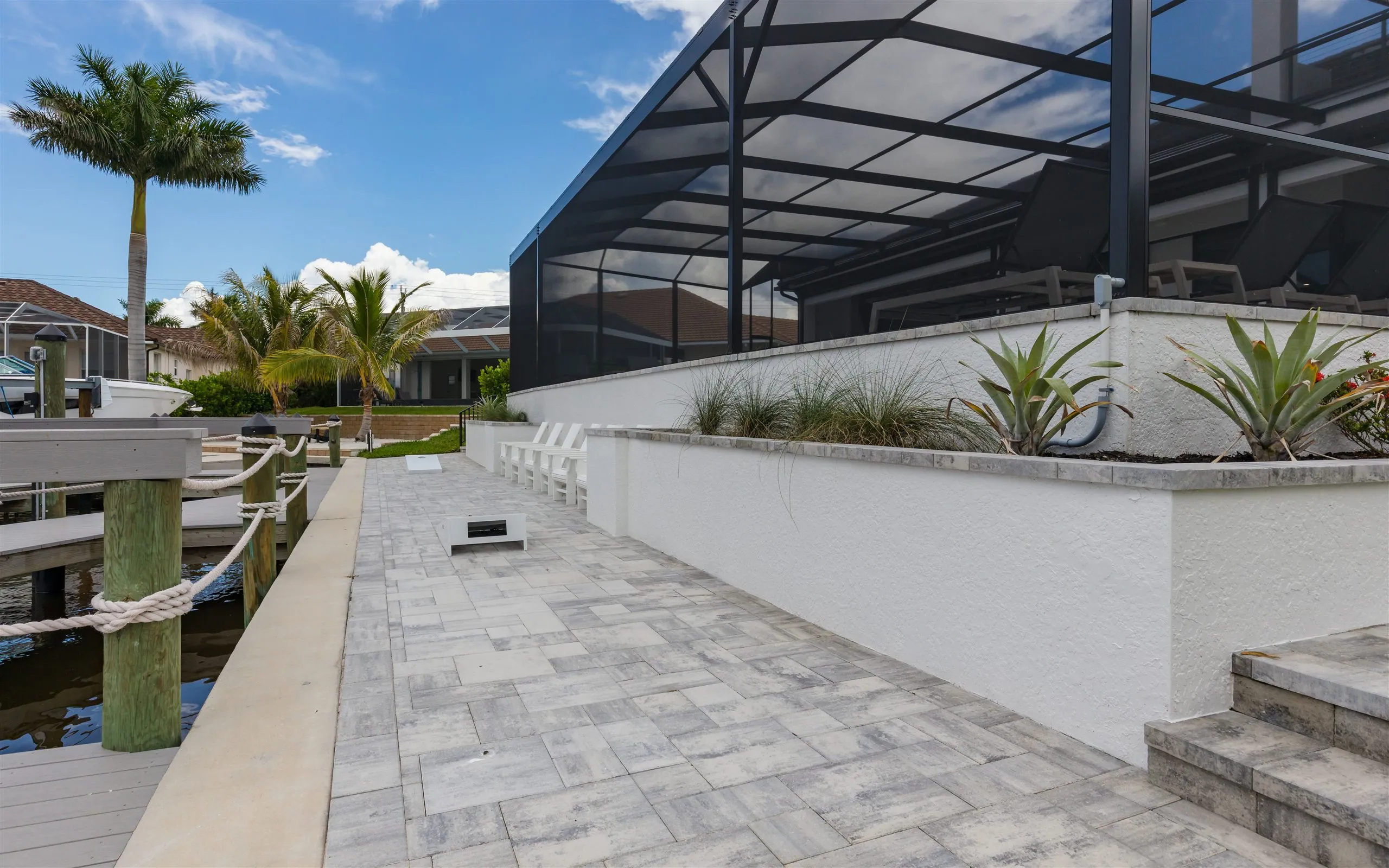 The private dock and Gulf-access canal at Villa Sauvage